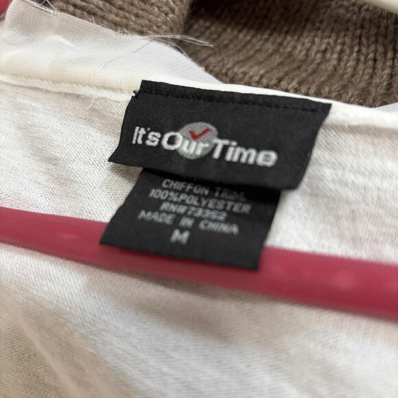 Gently Worn White Half Sweater with Chiffon Lining with Buttons - Picture 5 of 5